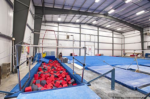 Indoor gymnastics training facility