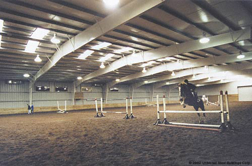 Horse practice in riding arena