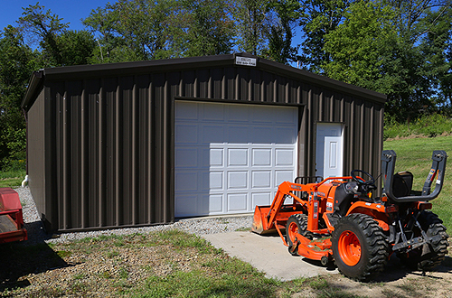 Garage for lawn equipment storage