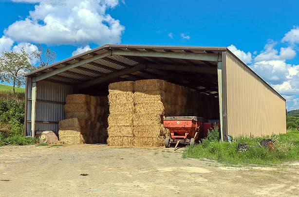 Steel building used for hay storage