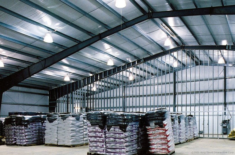 A warehouse storing inventory and equipment